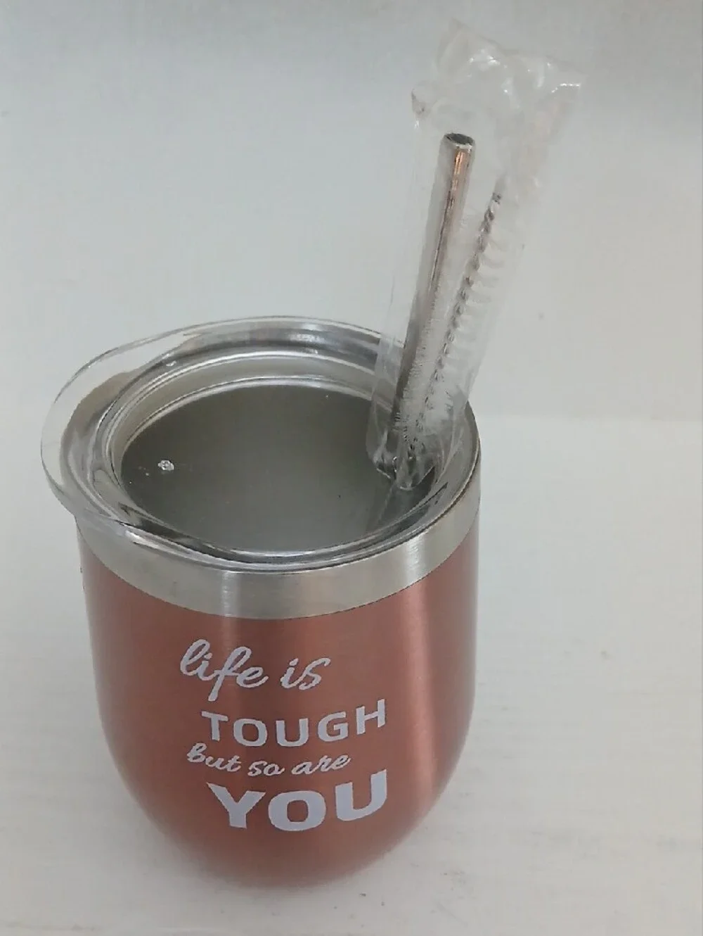 Rose Gold Insulated Stemless Tumbler - Life Is Tough Design